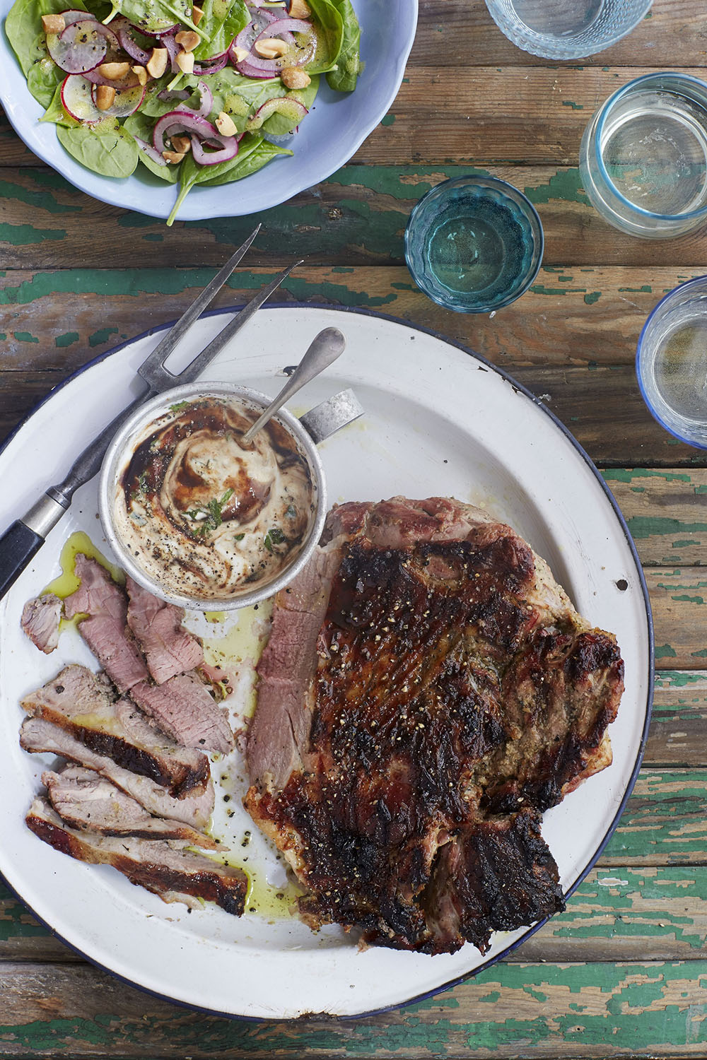 Spiced barbecue leg of lamb with tamarind and yogurt