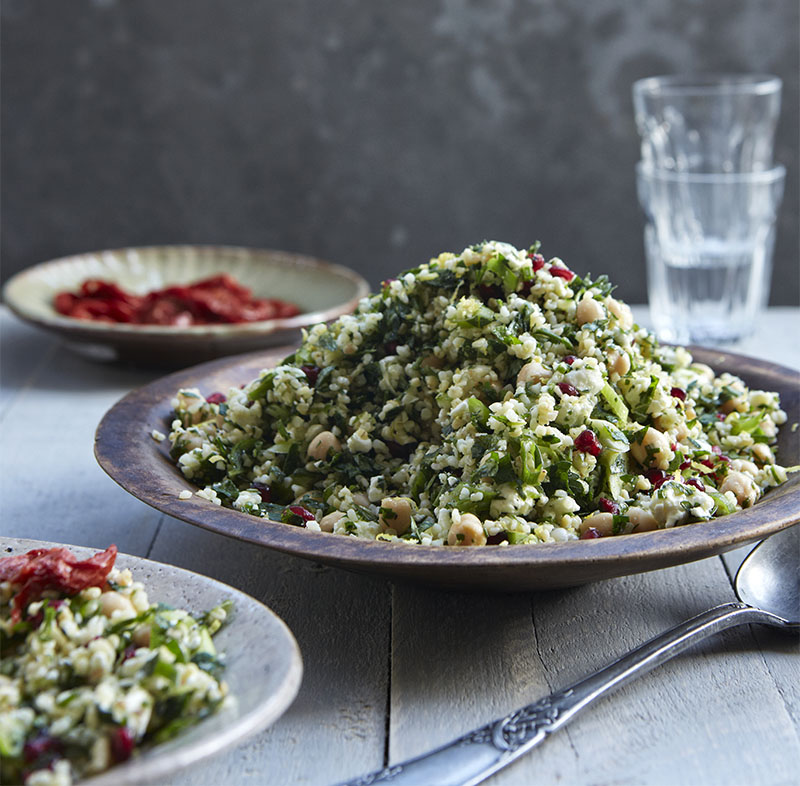 Recipe: herby chicken tabbouleh with oven-dried tomatoes