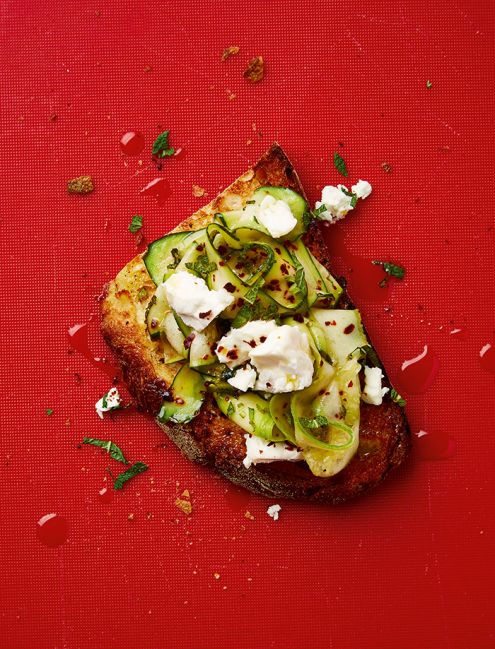 Recipe: courgettes, chilli, mint and feta on toast