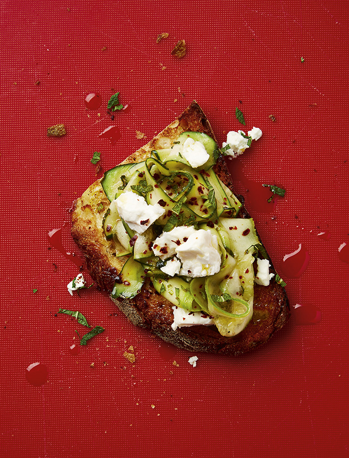 Recipe: courgettes, chilli, mint and feta on toast