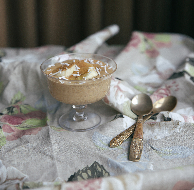 Salted banana & almond caramel mousse