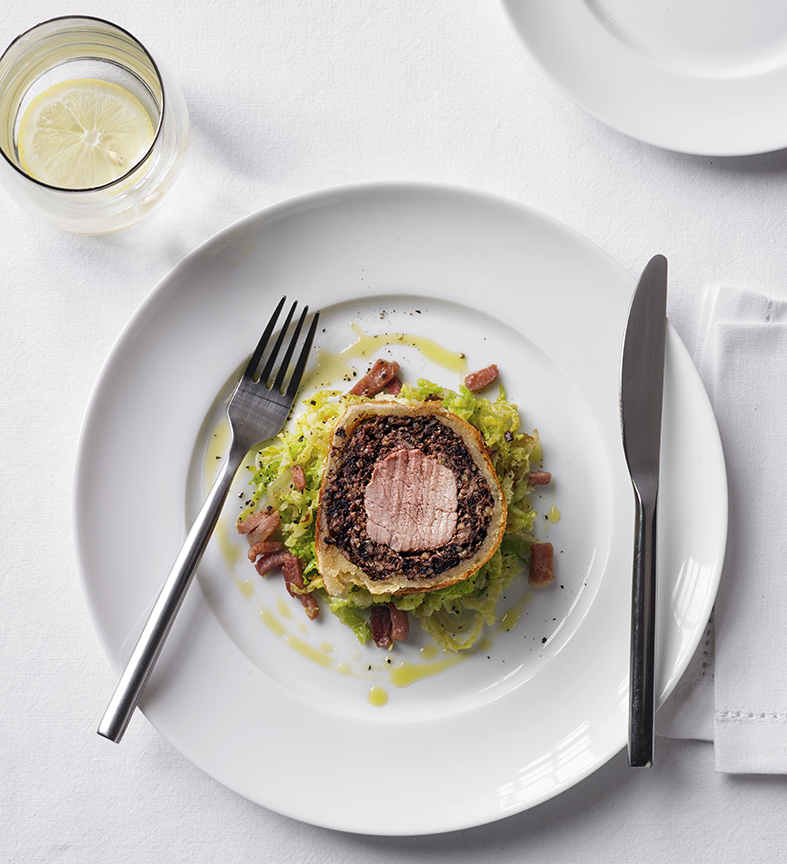 Pork & black pudding Wellington with Grandpa’s cabbage