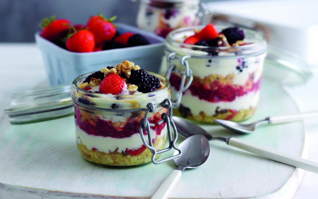 Layered berry breakfast pots