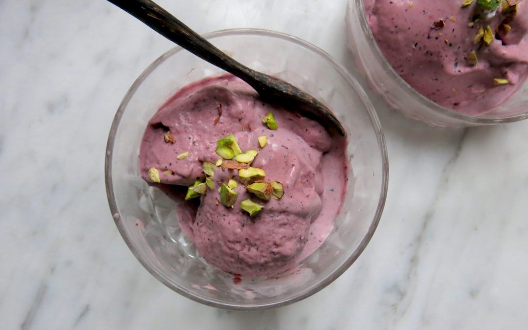Vegan berry acai soft scoop ice cream