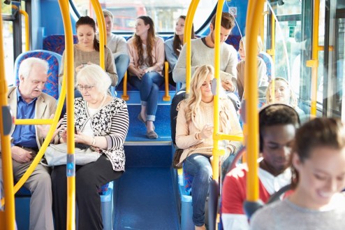 Passengers on the bus.