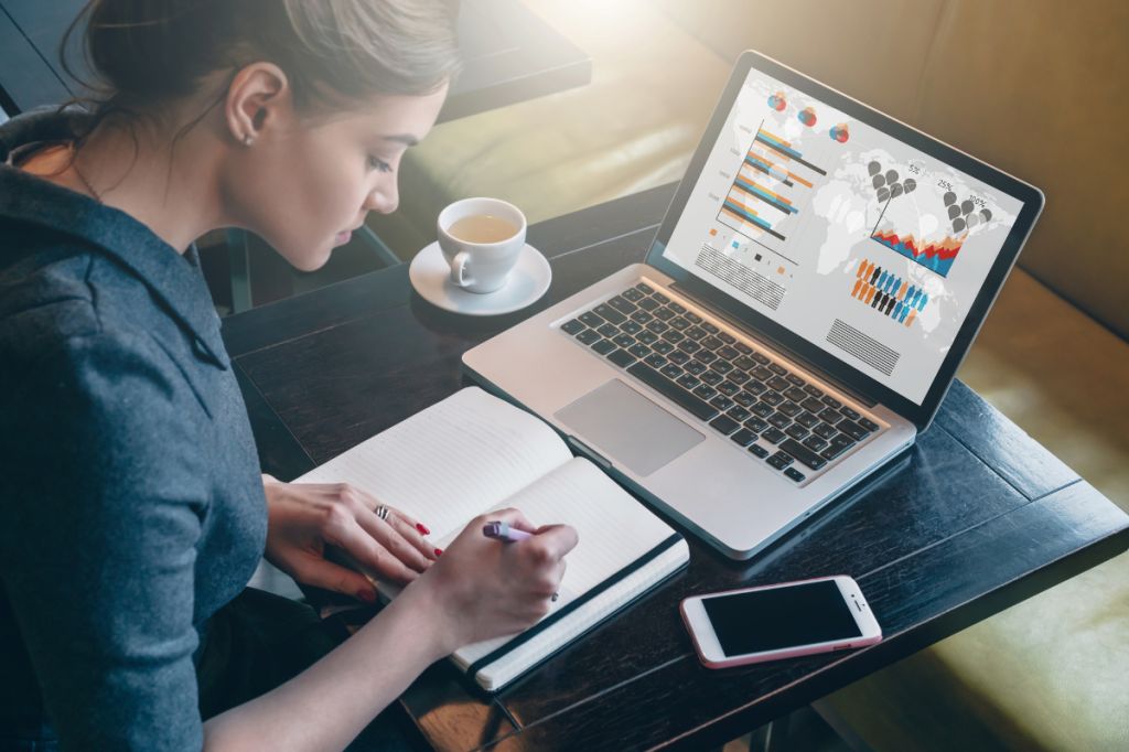 Woman studying to update her skills