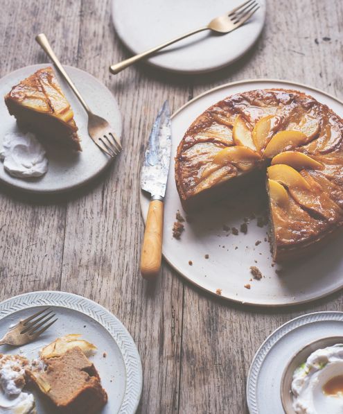 Upside-down pear cake – gluten-free, vegan and perfect with a cup of tea!