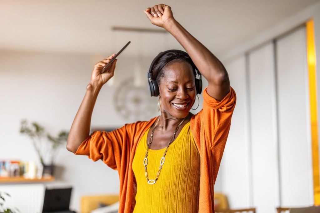 woman dances to music