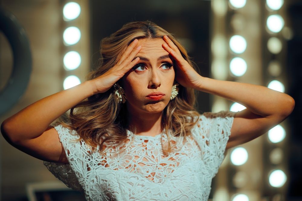 Stressed woman at a party